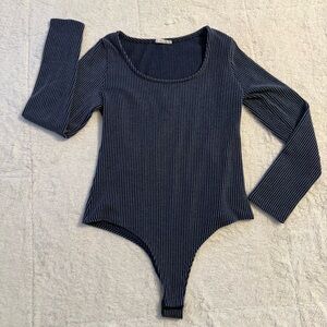 Blumin Women’s Long Sleeve Ribbed Bodysuit Size Large Made in USA